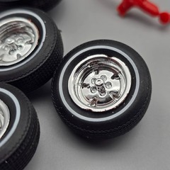 AMT 1/25 1971 71 Ford Mustang Mach 1 Parts Kitbash Chrome Wheels White Wall Tire