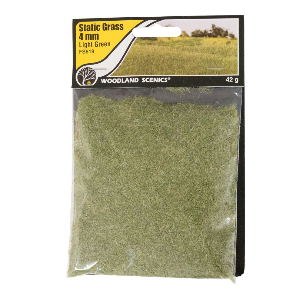Woodland Scenics Static Grass Light Green 4mm WOOFS619 Train Scenery Non Scale