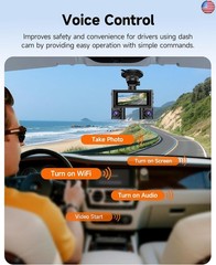 360° Dash Cam Front and Rear Inside, 4 Channel Dash Camera for Cars FHD