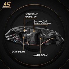 Headlight sembly OE Replacement A-Chrome Housing Amber Reflector Clear Lens