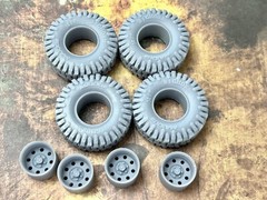 1/24 Scale: 15-Inch “Baja” Wheels W/ Huge 35-inch Mud Tires. Resin