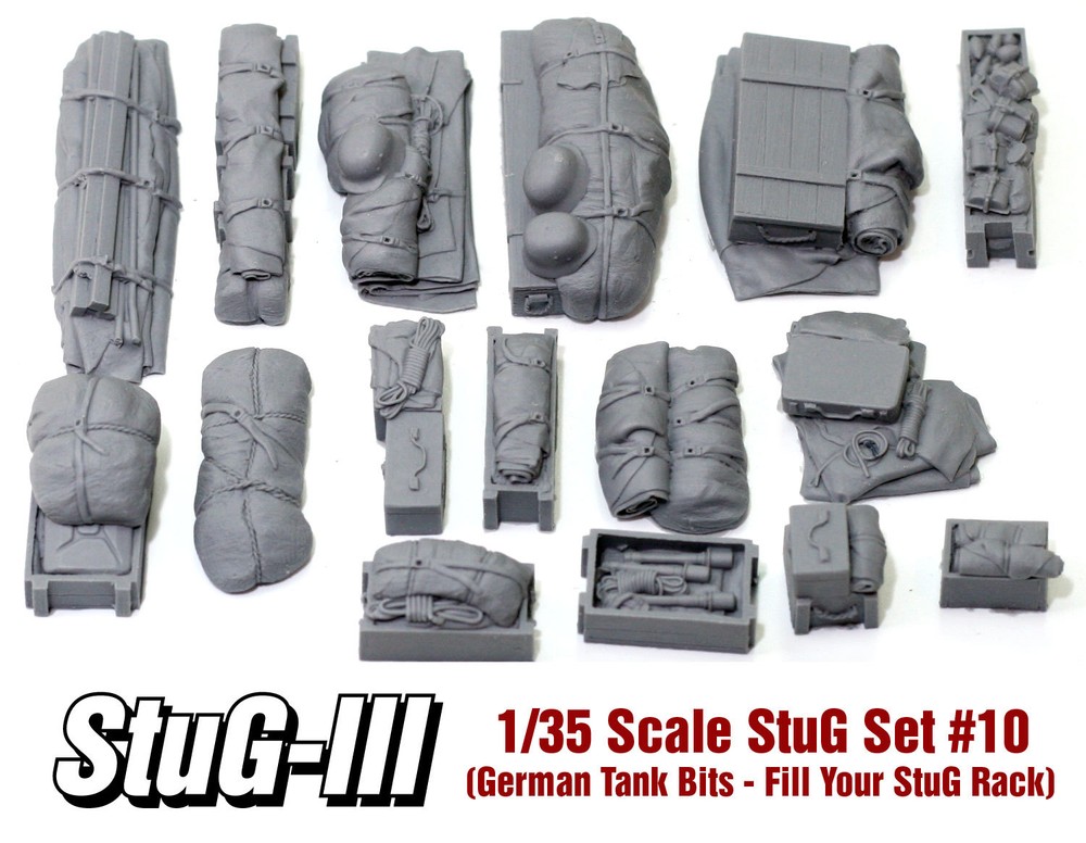 1/35 German WWII “Tank Bits 1” Stug Set #10 (16 Pieces) – Value Gear Resin