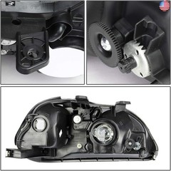 DNA MOTORING Pair Headlight Assembly Compatible With 1996-1998 Honda Civic,