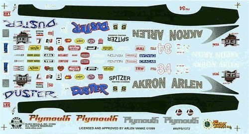 Slixx 1372 Akron Arlen Duster P/S 1/25 waterslide decal