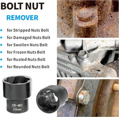 22Pcs Bolt Nut Extractor Set Metric 8-27Mm Impact Lug Removal Tool 1/2″ and 3/8″