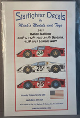 1/24 Waterslide decals by Starfighter for 330P4/412P Daytona & Lemans 24h 1967