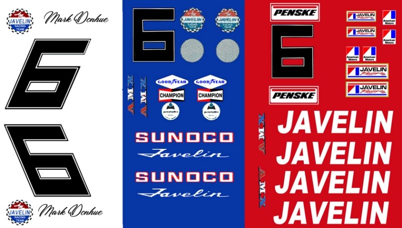 #6 Mark Donohue AMC Javelin Trans Am 1/64th Scale Decals