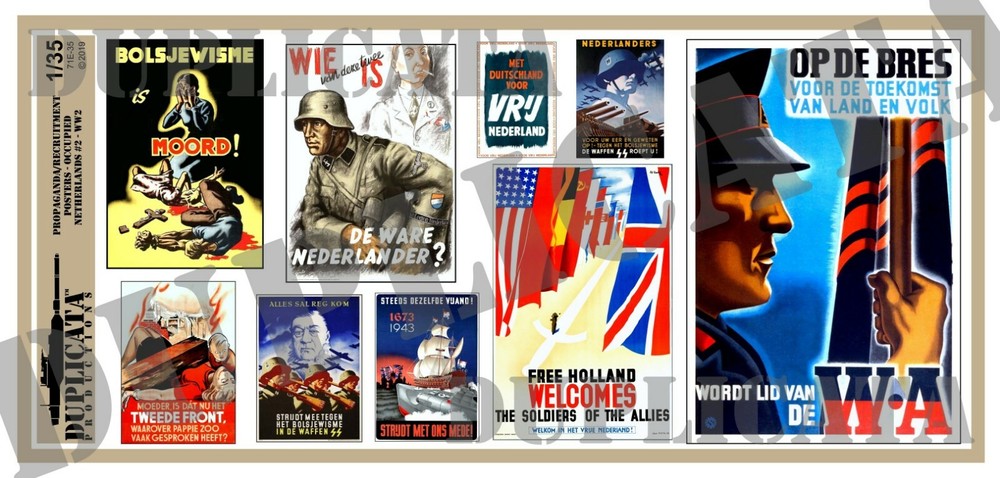 Diorama – 1/35 Propaganda Posters, Occupied Netherlands #2, Various Sizes – WW2