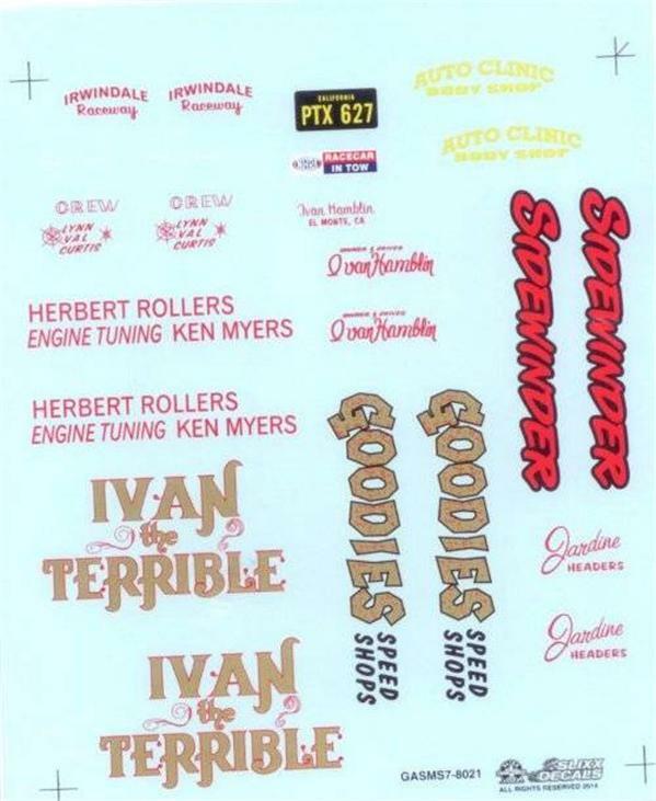 Slixx 8021 Gasser Mini Sheet #7 1/24 1/25 Drag decal