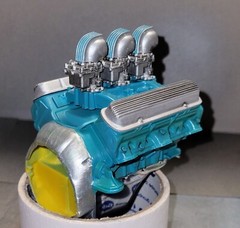 1/8 scale tri-power Pontiac engine Monogram Revell big deuce Rat Hot Street Rod