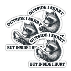314PI (3pcs) Outside I Skrrt but Inside I Hurt Sticker, Size 3″, Multi
