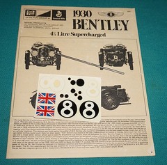 1930 Bentley 4 1/2 Litre Supercharged MPC 1/12 Decals Instructions Metal Axle