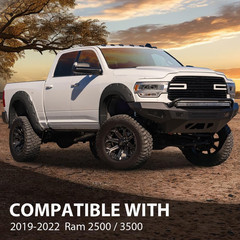 Fender Flares Modified 4Pcs Matte Black Compatible with Dodge Ram 2500 3500 2019