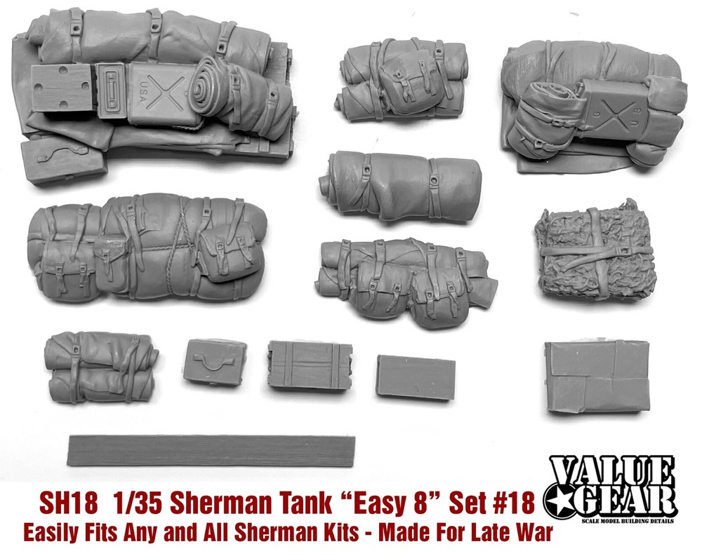 1/35 Scale Sherman Engine Deck Stowage Set #18 Easy 8 – Value Gear Resin SH18