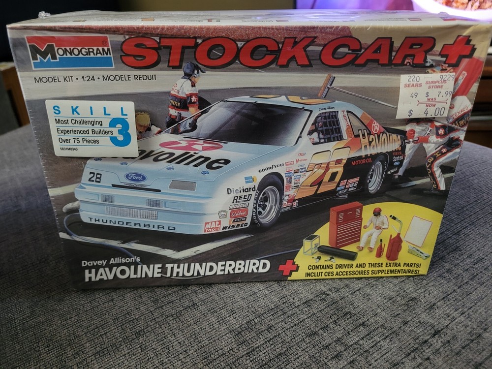 Monogram Stock Car Davey Allison’s Havoline Thunderbird Model Kit Factory Sealed