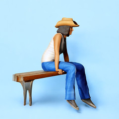 Woman Sitting on Model Cars Tailgate Bench Resin 3d print Unpainted Cowgirl