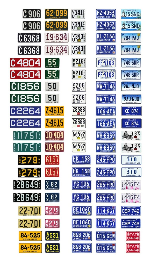 1/25 scale model car assorted USA Connecticut license plates state tags 1:25