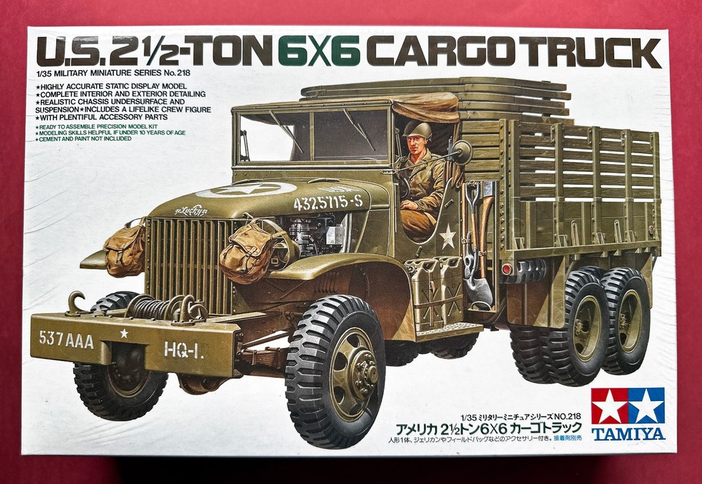 TAMIYA 1/35 USA 2-½ Ton 6X6 Cargo Truck Kit WW2 Military Miniatures 218 SEALED