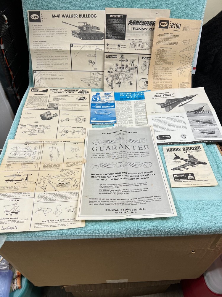 Vintage 1950-1960’s Miscellaneous Model Kit Instruction Assembly Kit Pamphlets