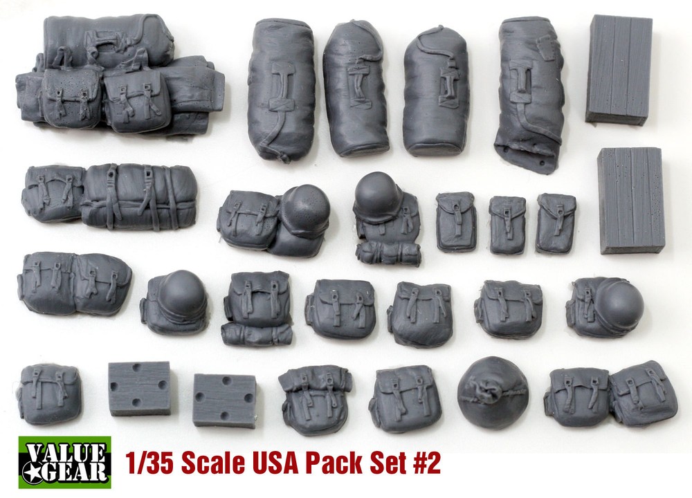 1/35 USA WWII Pack Set #2 – Value Gear Resin Stowage- 25 Pieces