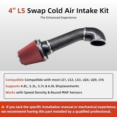 4” LS Swap Cold Air Intake Kit, Compatible with LS1 LS2 LSX LQ4 LQ9 Engines,