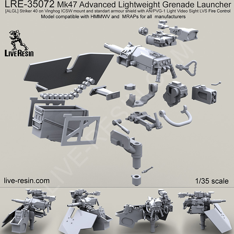 Live Resin 1/35 LRE-35072 Mk47 Advanced Lightweight Grenade Launcher (Set 4)