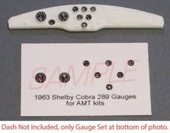 1963 SHELBY COBRA 289 ROADSTER GAUGE FACES for 1/25 scale AMT kits—PLEASE READ
