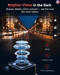 REDTIGER F7N 4K Dual Dash Cam, 5.8GHz WiFi-20 MB/s Fast Transfer, 64GB Card,