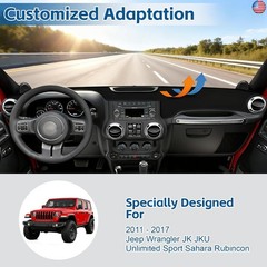 Dash Cover Mat Fit for Jeep Wrangler 2011 2012 2013 2014 2015 2016 2017 JK JKU
