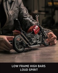 Nifeliz Chopper Motorcycle 18.6 x 32.8 x 9 inches, Black, Red, Silver