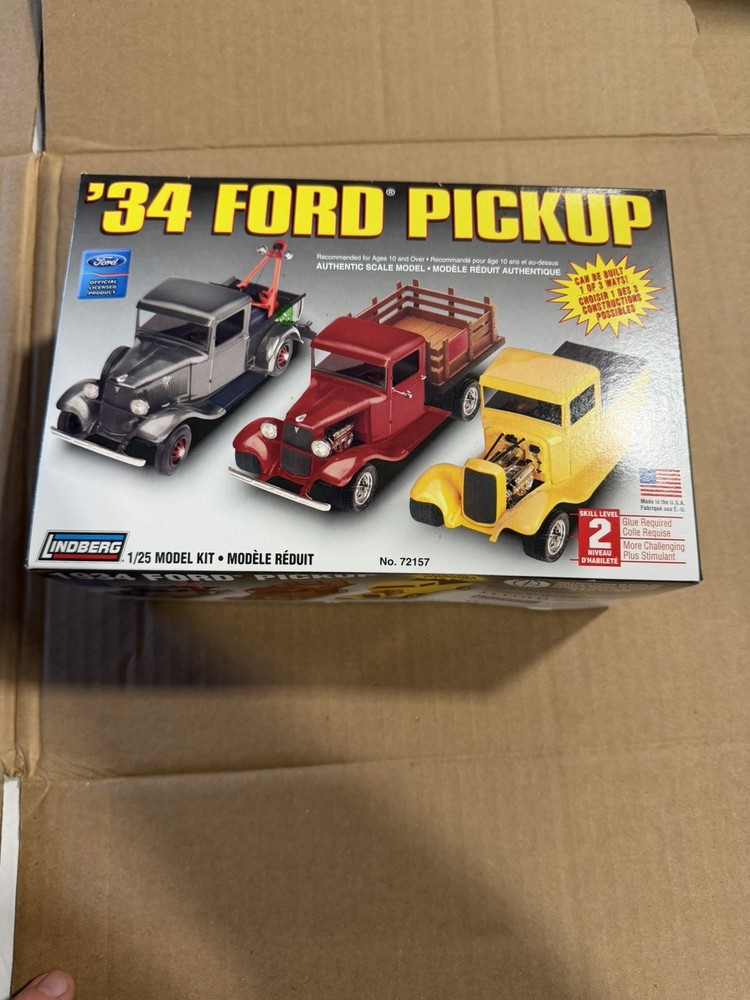 Lindberg 1934 Ford Pickup 3-Way 1/25 Scale Plastic Model Kit SEALED NEW open box