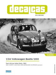 Decalcas 1:24 Scale Decalsheet VW Beetle Safari Rally 1962 #DCL-DEC093 Cartograf