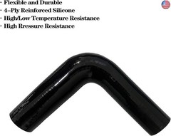 ID 1.5″ to 1.75″ 90 Degree Reducer Silicone Elbow Coupler, 7″ Leg Length
