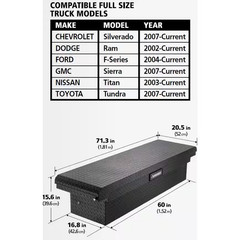 Crossbed Truck Tool Box in Aluminum, 71.36 In. Full-Size, in Matte Black