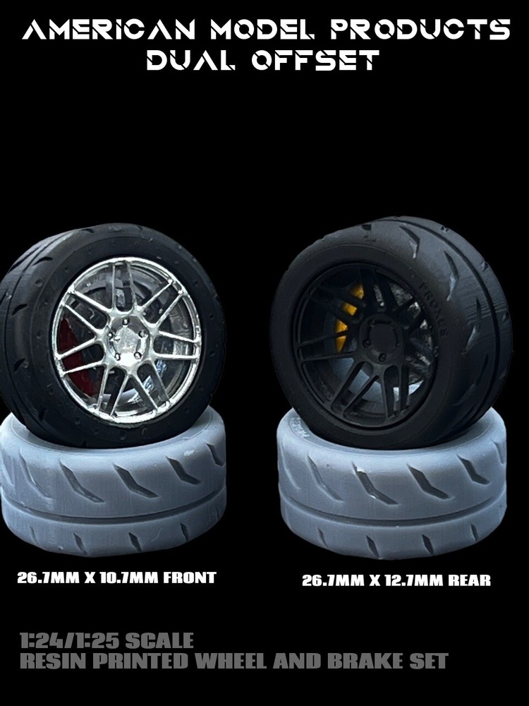 1:24, 1/25 Scale resin 3d Printed Wheel Set For Scale Modeling