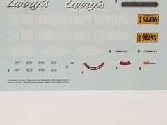 1972 FORD F350 Tow Truck DECAL SHEET from Moebius 1:25 Model Kit 72 DECALS