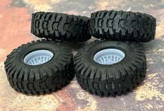 1/24 Scale: 15-Inch “Militia” Wheels W/ Huge 35-inch Mud Tires. Resin