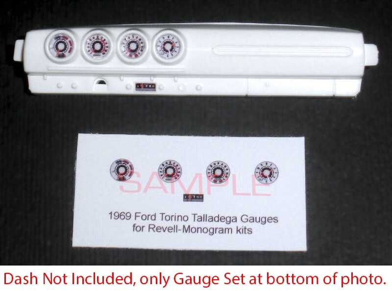 1969 FORD TORINO TALLADEGA GAUGE FACES—1/24 scale REVELL MONOGRAM kits—PLS READ