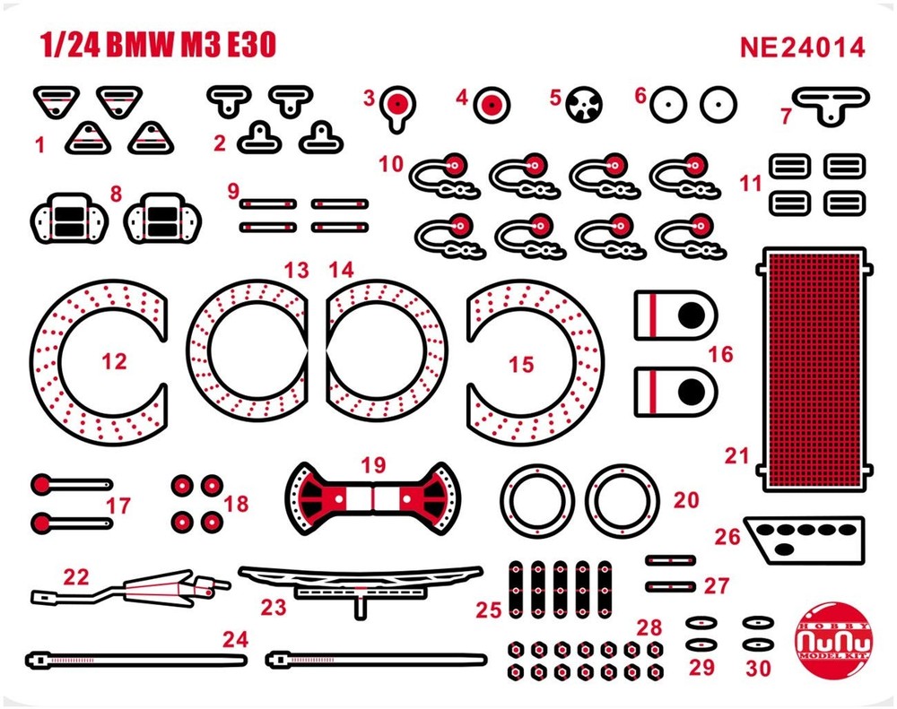 Platz/NuNu 1/24 Racing Series BMW M3 E30 Detail Up Parts Plastic Model Parts NE2
