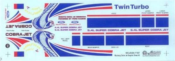 Slixx 7187 Mustang CJ white/red Drag decal