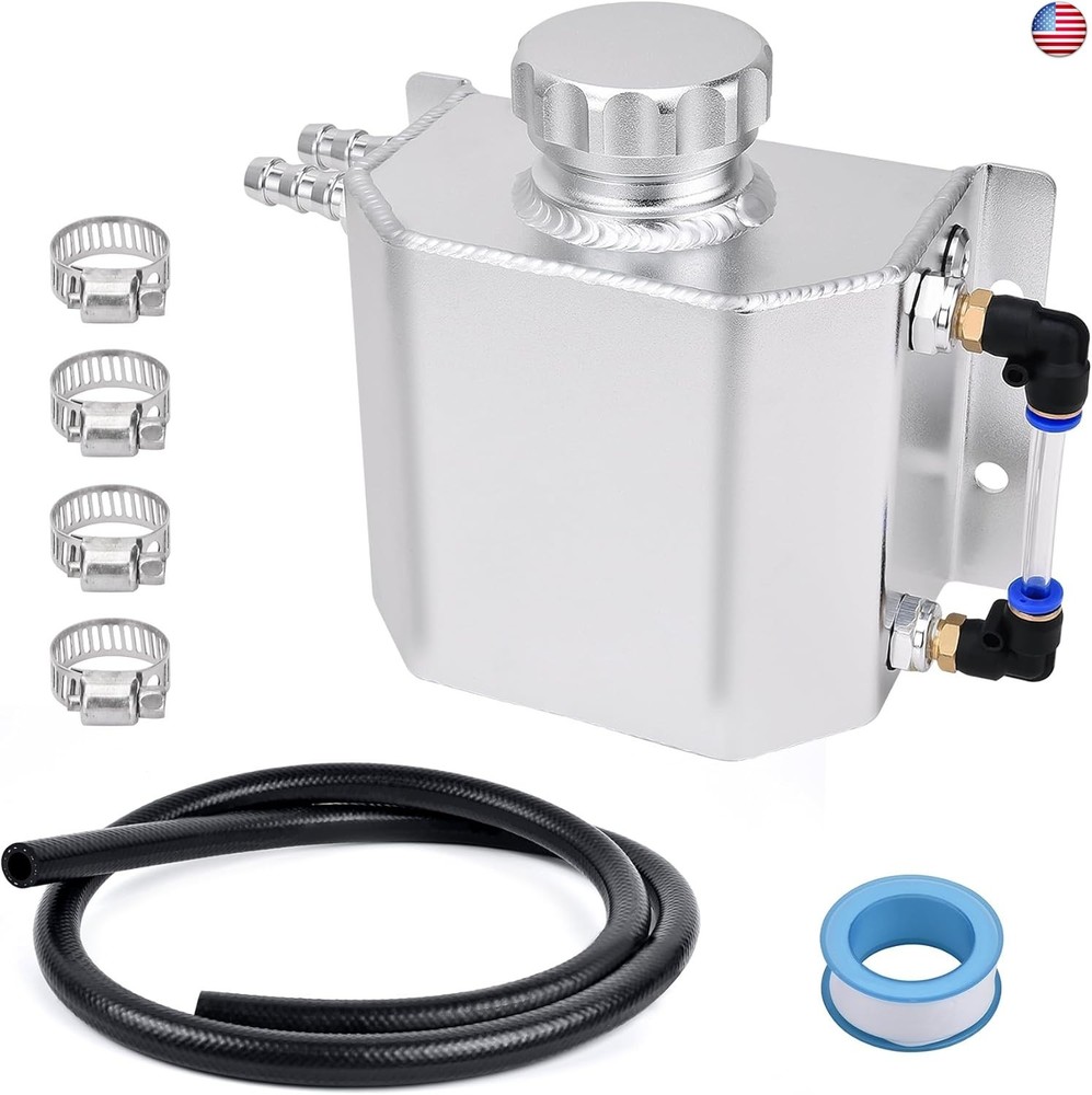 EVIL ENERGY Coolant Overflow Tank, Aluminum Coolant Reservoir Tank with Hose