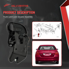 Trunk Latch Lock Actuator Assembly for 2006-2007 Honda Accord 3.0L 74851-SDA-K01