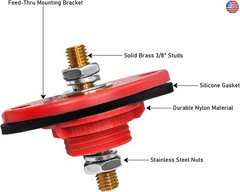 Recoil BTTP-38 Premium High Current 3/8? Feed-Thru Panel Battery Terminal
