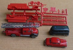 Wiking HO Mercedes 220 & HO German Ladder Truck & VW Polizei Van & Truck Kit