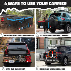 60 In. X 24 In. X 6 In. Folding Tow Hitch Mount Cargo Carrier W/ 25 Cu. Ft. Blue