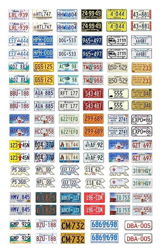 1/43 scale model car assorted Canada license plates Canadian tags 1:43