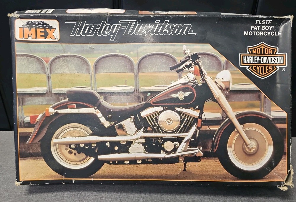 Vintage IMEX Harley Davidson FLSTF Fat Boy Motorcycle Model Kit 1:9 New Open Box