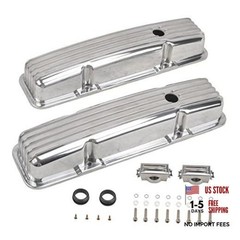 Aluminum Valve Covers with Holes Retro Finneded Compatible SBC 58-86 Polish