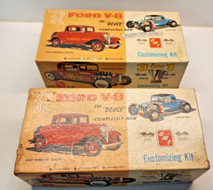 2 Vintage AMT Ford V8 3 in 1 Model Boxes with Massive Vintage Parts Lot