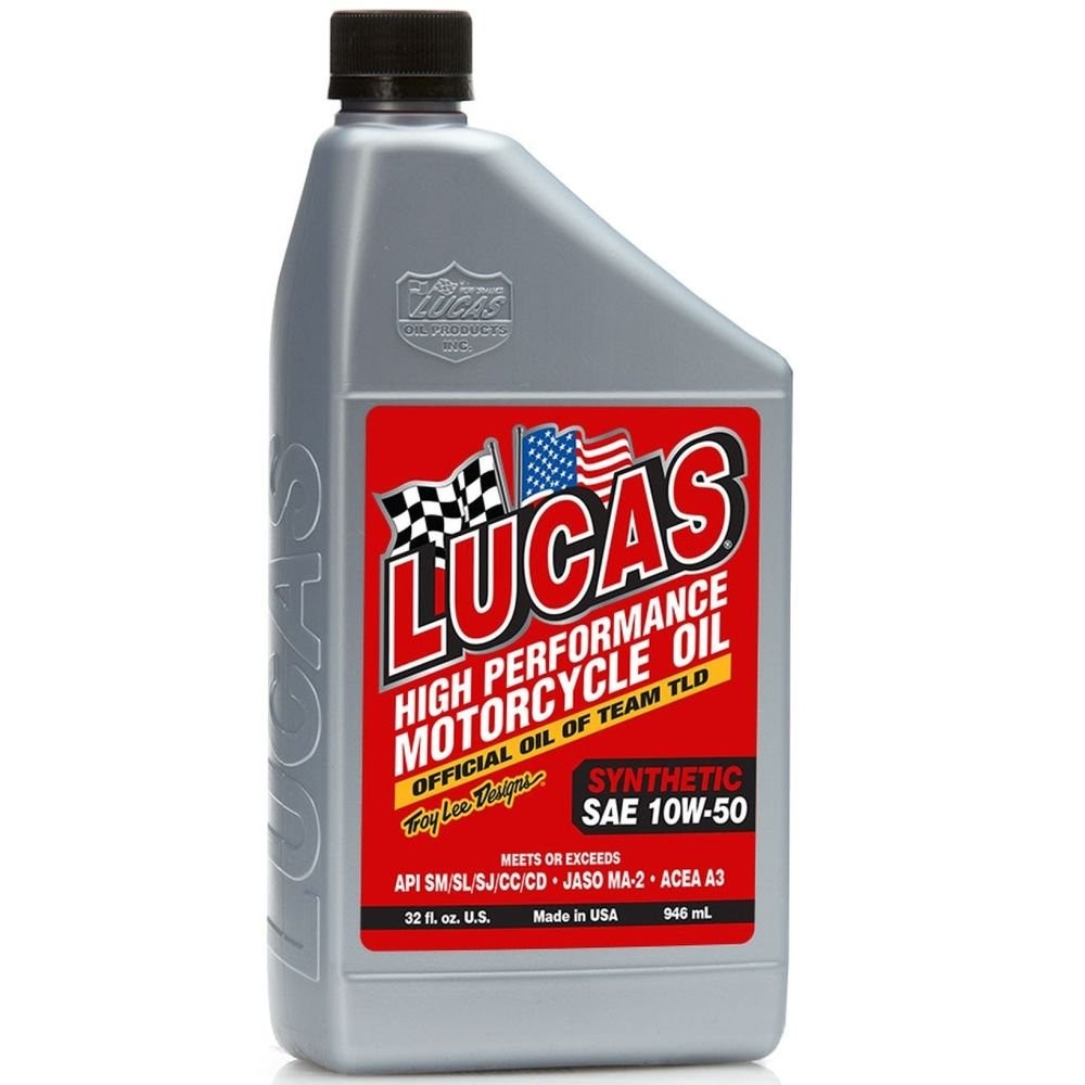 Lucas Oil 10716 High Performance Synthetic Motorcycle Oil Sae 10W-50-1 Quart
